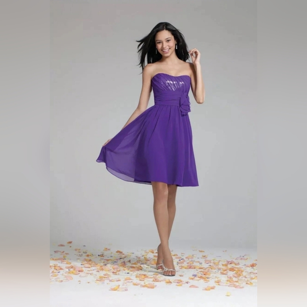 Alfred Angelo 7242S Viola Purple Short Sequin Dress